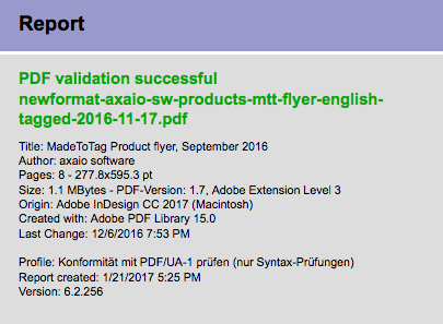 callas pdfaPilot - PDF/UA valideringsrapport - Felfritt - Bild
