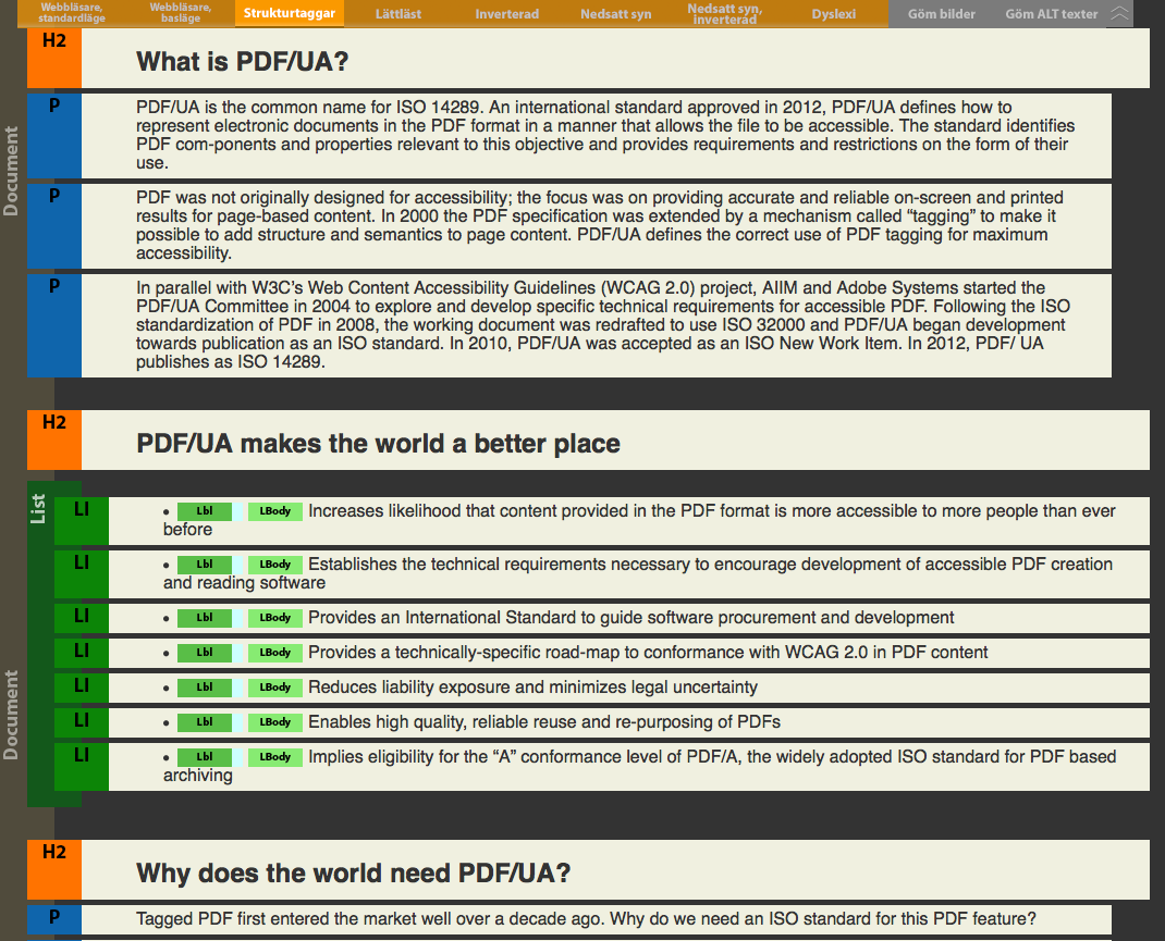 callas pdfGoHTML Structured Tags View svenska - Bild