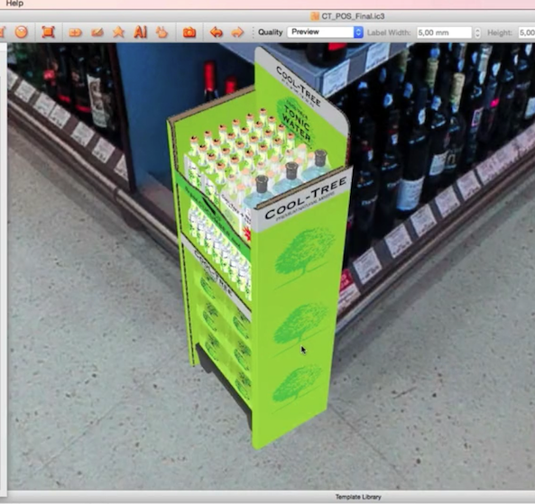 iC3D Opsis Model - Cool Tree Cucumber Tonic Water - POS with 4Packs - in Opsis Environment - Bild