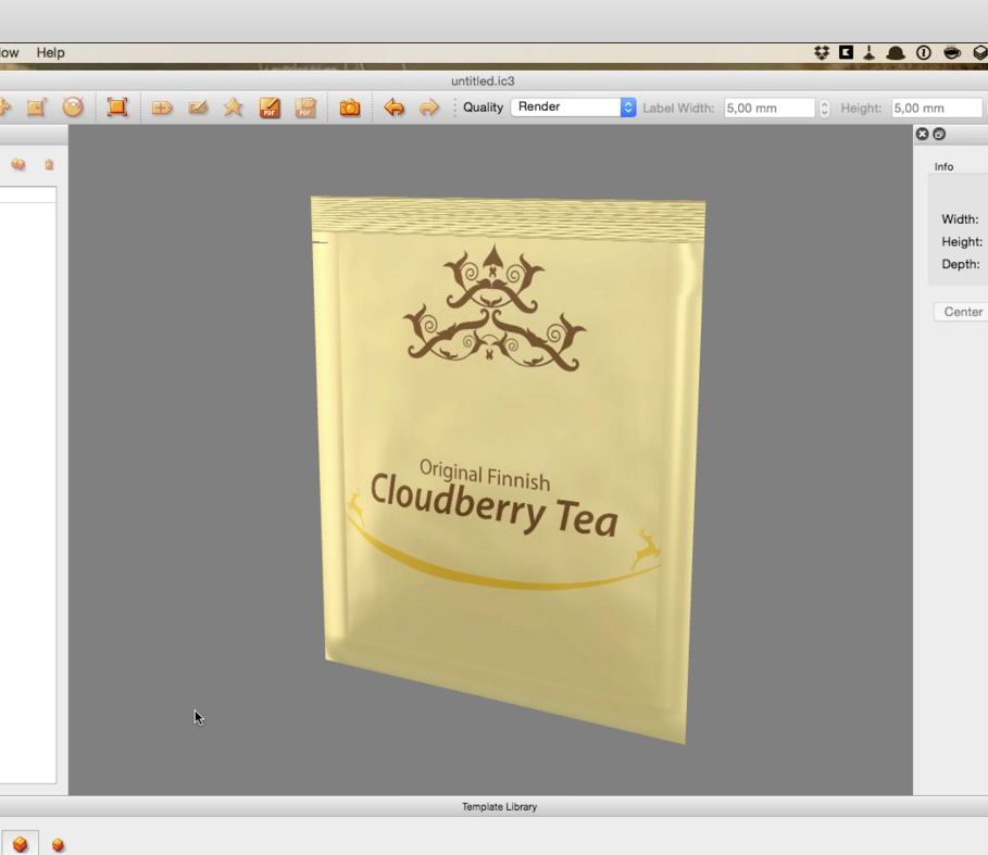 iC3D PDF Editor - PDF Artwork Applied on Tea Bag - Bild