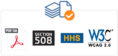 NetCentric Technologies - CommonLook Service - Compliant with ISO 14289-1 / PDFUA, U.S. Section 508, U.S. HHS, WCAG 2.0/2.1 - Combo Icons