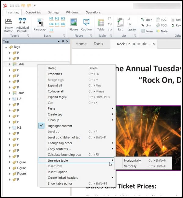 NetCentric Technologies - CommonLook PDF - Workflow - Remediation of Tables - Linearization of Table - Picture