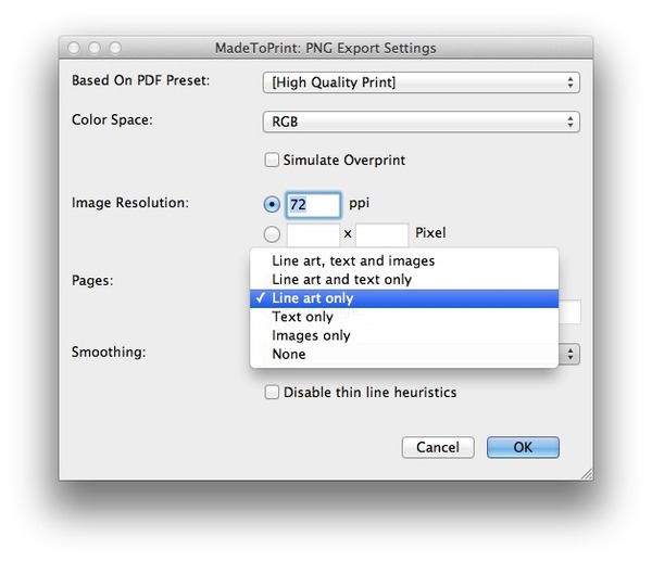 axaio software MadeToPrint - Image Export Smoothing Settings - Picture