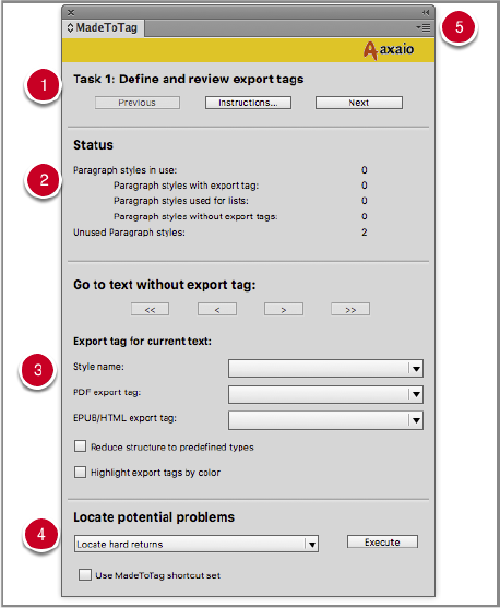 axaio software MadeToTag Control Center, Overview of user interface and zones - Picture