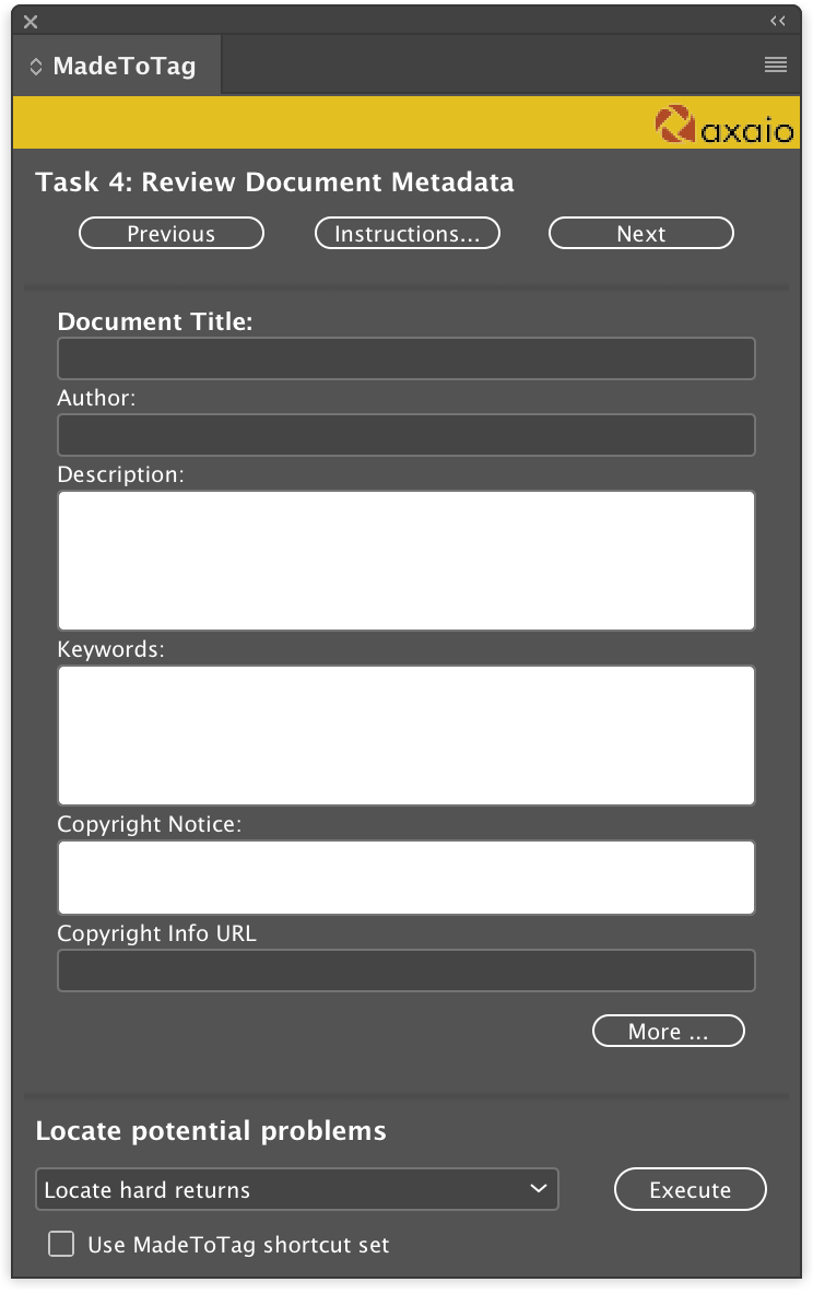 axaio software MadeToTag Control Center, Task 4. Review and adjust document metadata - Picture