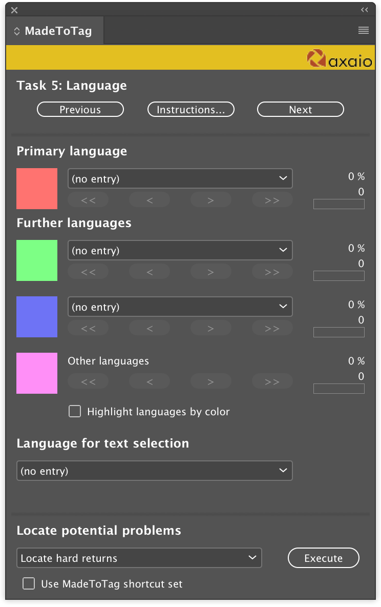 axaio software MadeToTag Control Center, Task 5. Review and adjust language settings - Picture