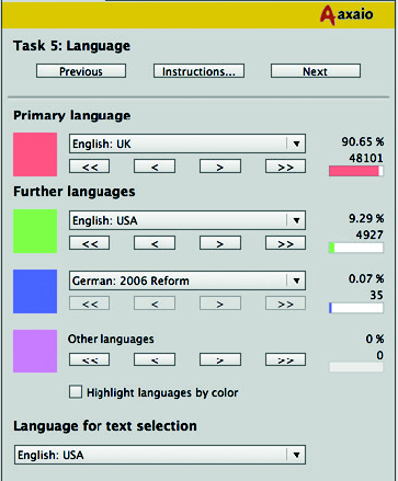 axaio software MadeToTag Control Center, Task 5. Language Settings, Sample - Picture