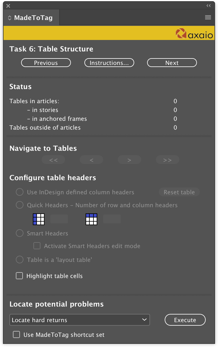 axaio software MadeToTag Control Center, Task 6. Table Structure - Picture