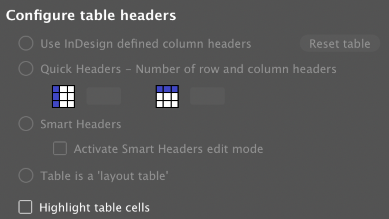 axaio software MadeToTag Control Center, Task 6. Table Structure, Configuration Area / Configure Table Headers - Picture