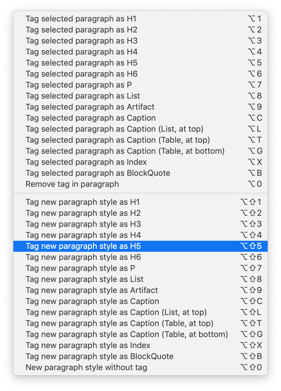 axaio software MadeToTag Control Center, Flyout Menu, Available Keyboard Commands - Picture