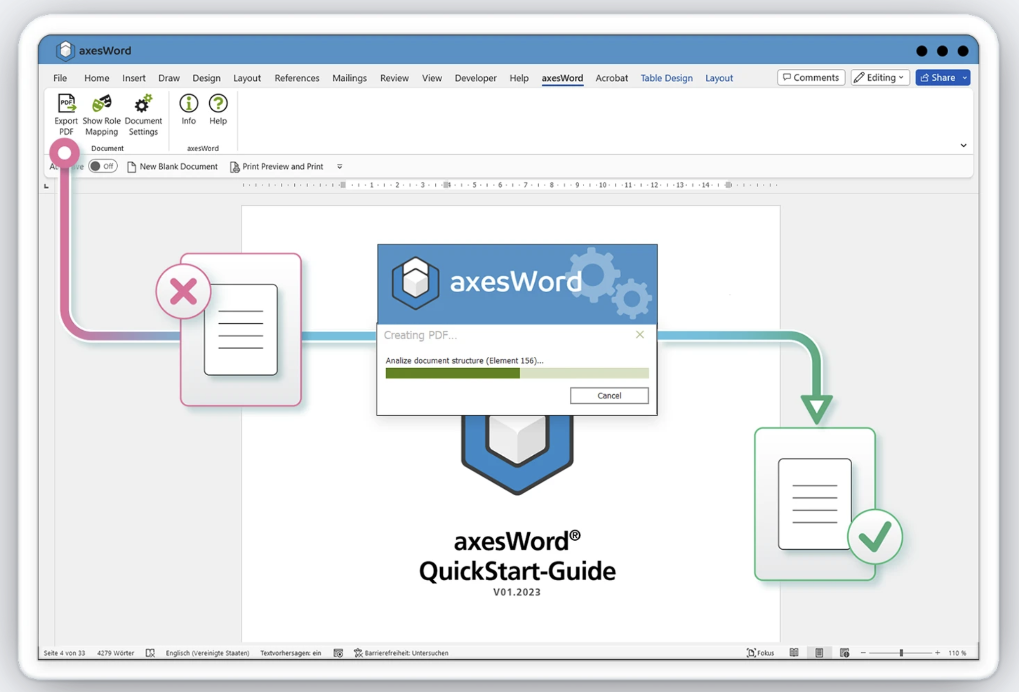axes4 axesWord, Skapa PDF/UA-dokumentet, Exportera som PDF/UA-document - Bild