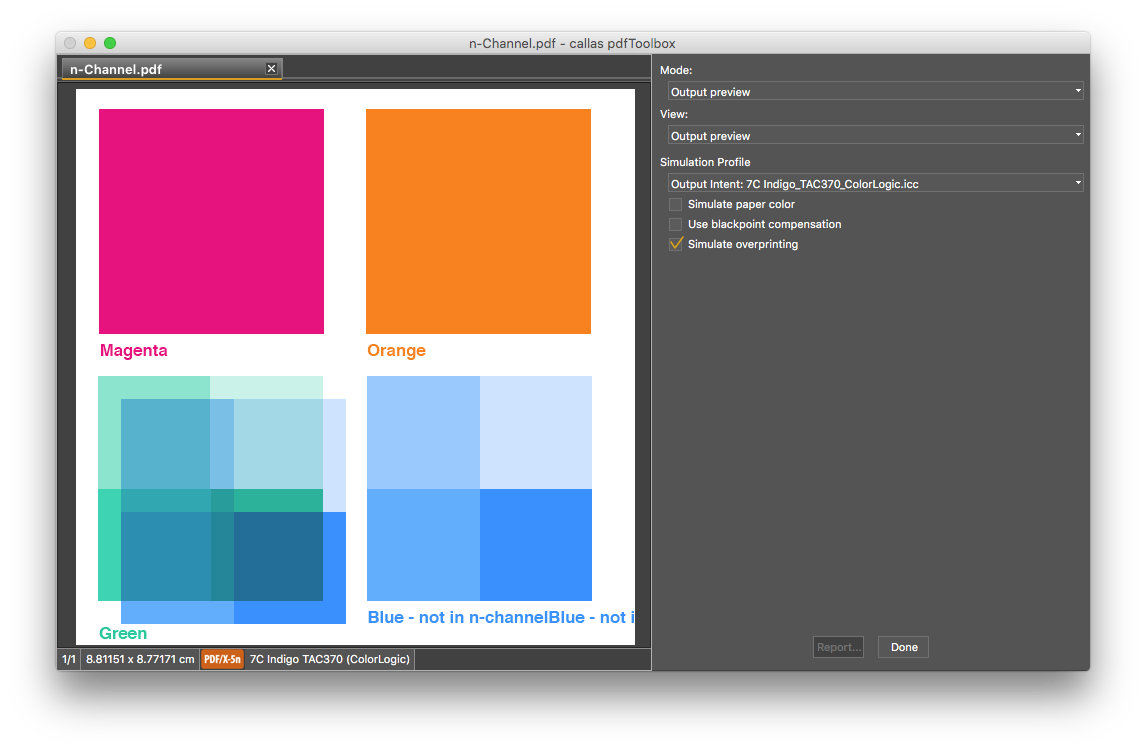 callas software pdfToolbox - pdf/X5n Soft Proofing n-Channel Rendering - Picture