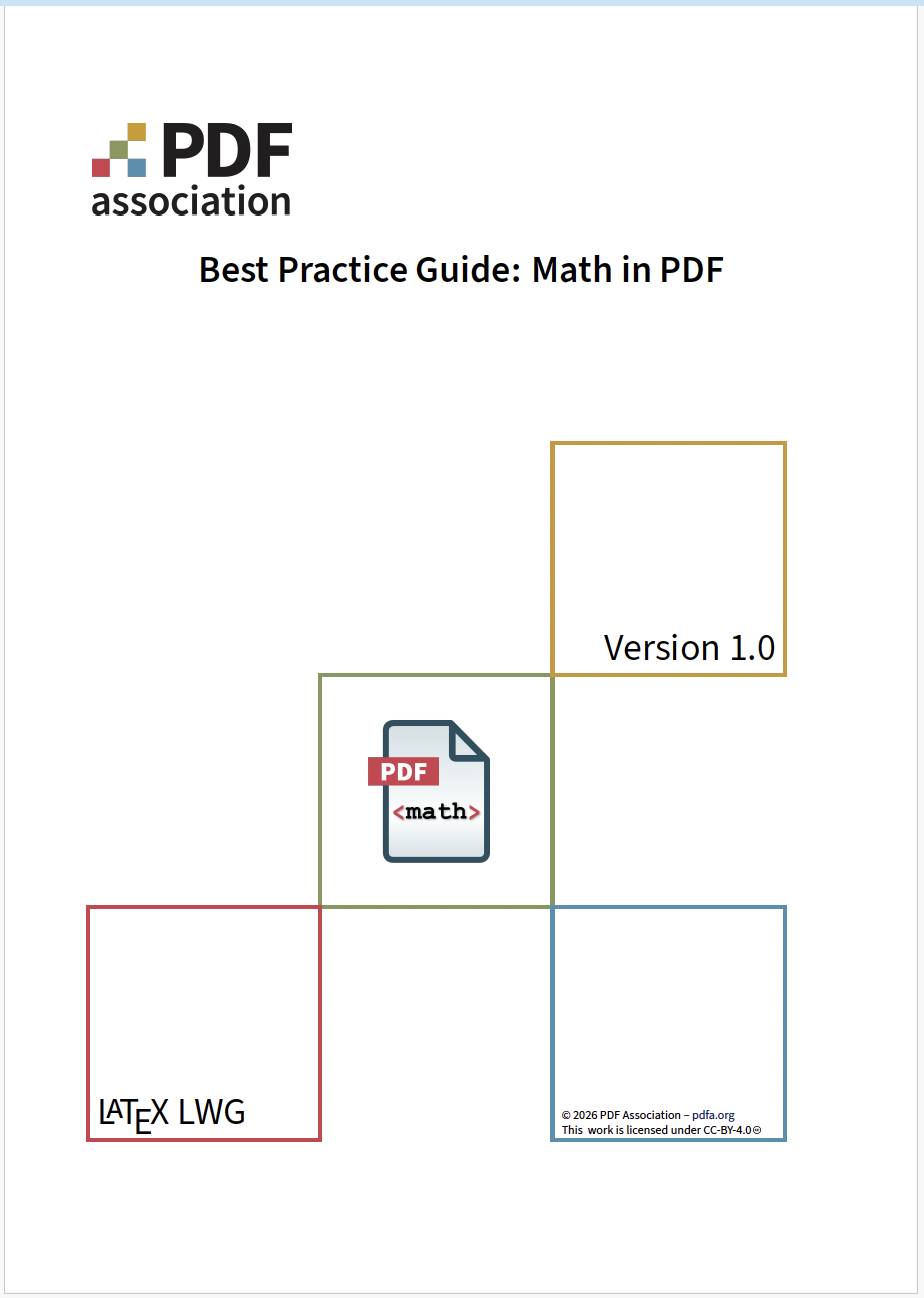 PDF Association - Math in PDF Best Practices Guide V1.0, Framsida - Bild