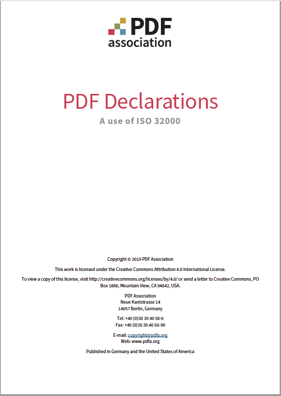PDF Association - PDF Declarations - Front Cover - Picture
