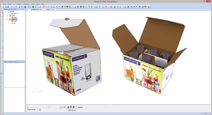 treeDiM Process Step 2: Picador 3D, 2pcs Box, Luminarc with glasses, Opening - Picture