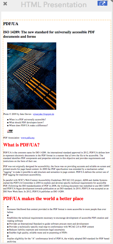 PDF/UA Flyer - HTML-version of enhanced embedded CSS - Picture